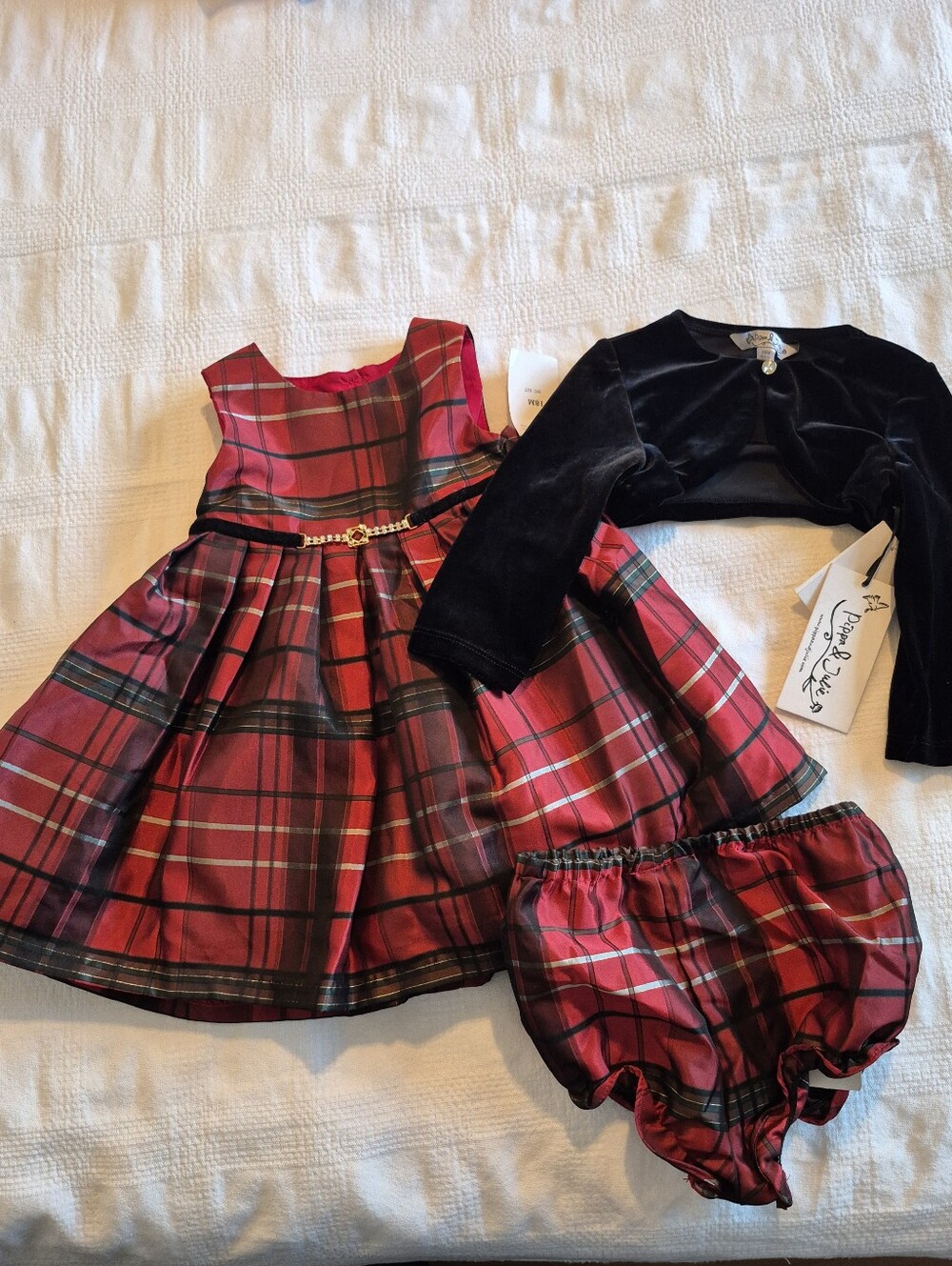 Pippa & Julie girls dress 18 month 3 piece holiday party dress plaid NWT